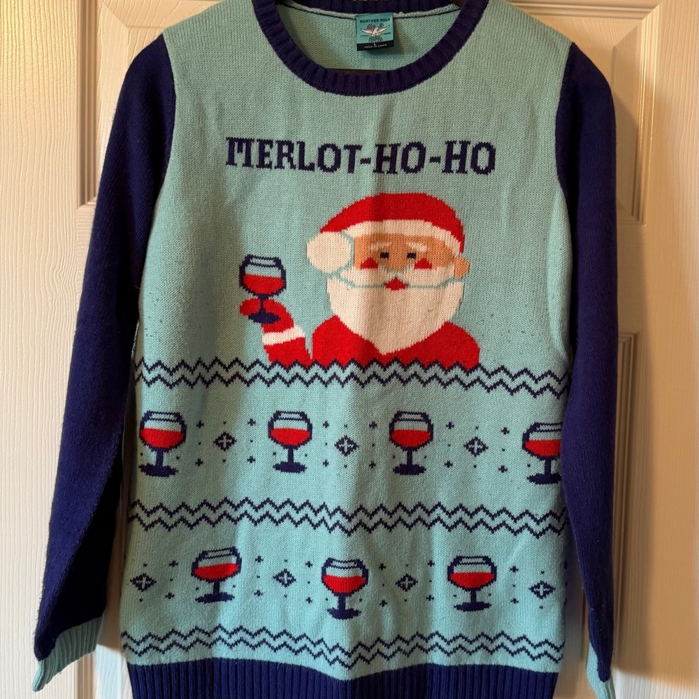 Festive Santa Crewneck Sweater - Blue and Red